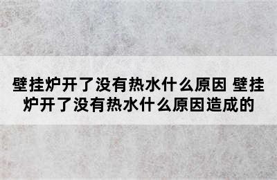 壁挂炉开了没有热水什么原因 壁挂炉开了没有热水什么原因造成的